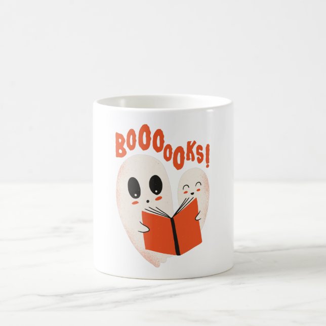 Rolig bokorm-ghost Halloween-kostym Boooooks Kaffemugg (Center)