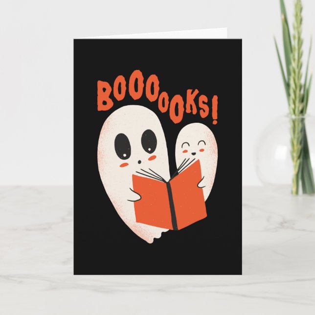 Rolig bokorm-ghost Halloween-kostym Boooooks Kort (Framsida)