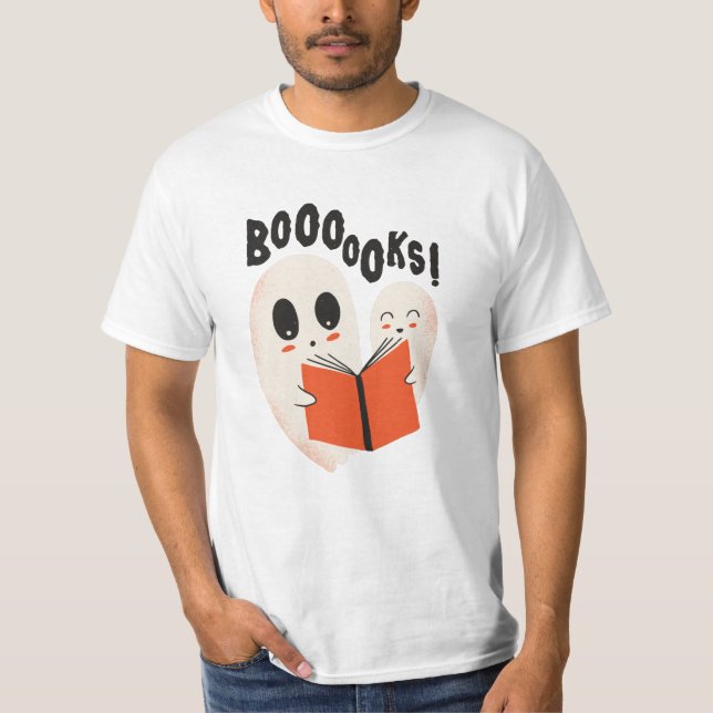Rolig bokorm-ghost-Halloween-kostym Boooooks T Shirt (Framsida)