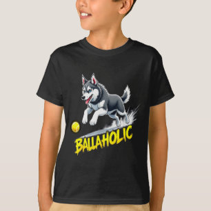 Rolig Bollgalen Sibirisk Husky Hund Jagar Boll T Shirt
