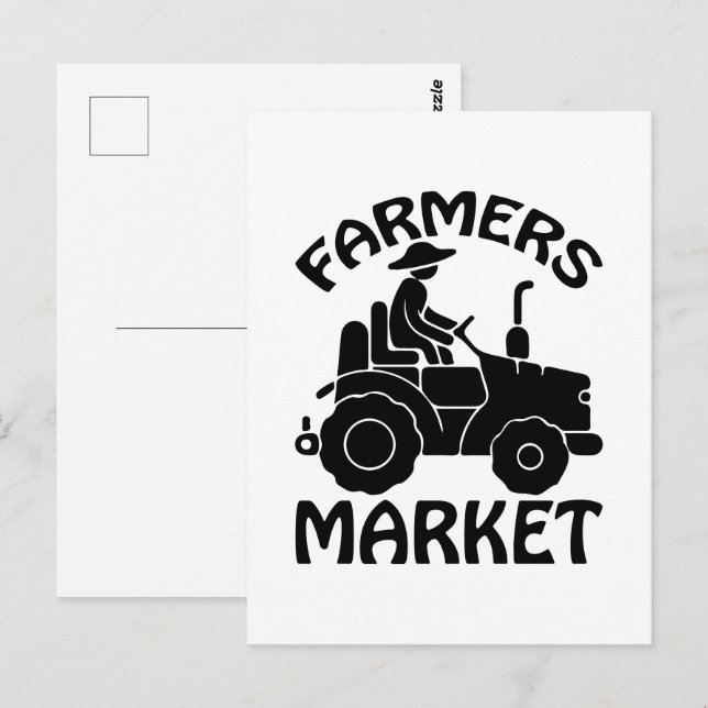 Rolig bondemarknad word art  vykort (Fram/baksida)