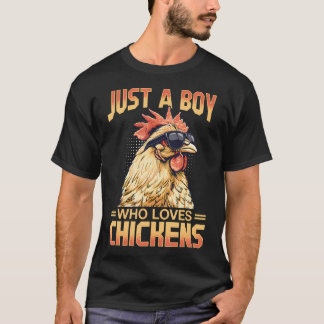 Rolig Bondgårdsdjur Kyckling Bara En Pojke Som Äls T Shirt