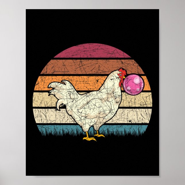 Rolig bondgårdsdjursälskare Rosa bubbelgummi Retro Poster (Framsidan)