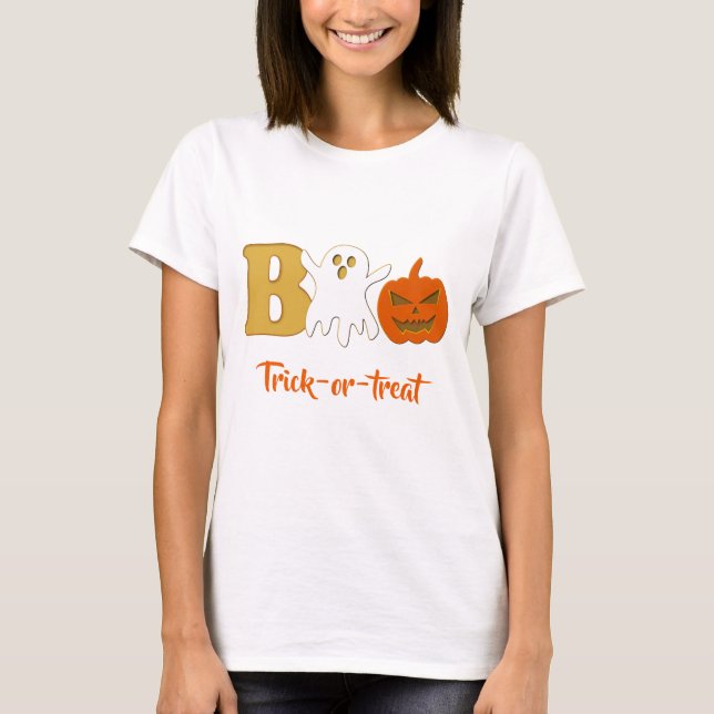 Rolig Boo Halloween Kvinnor T-Shirt (Framsida)