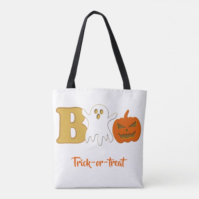 Rolig Boo Halloween Shopping Tote Tygkasse (Baksida)