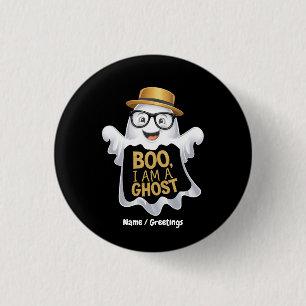 Rolig Boo Jag är en spök söt Halloween-karaktär Knapp