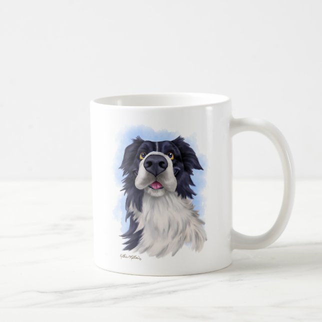 Rolig Border Collie Cartoon  Kaffemugg (Höger)