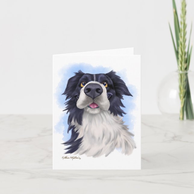 Rolig Border Collie Cartoon  Kort (Framsida)