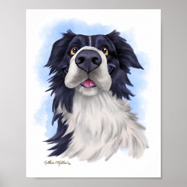 Rolig Border Collie Cartoon  Poster (Framsidan)