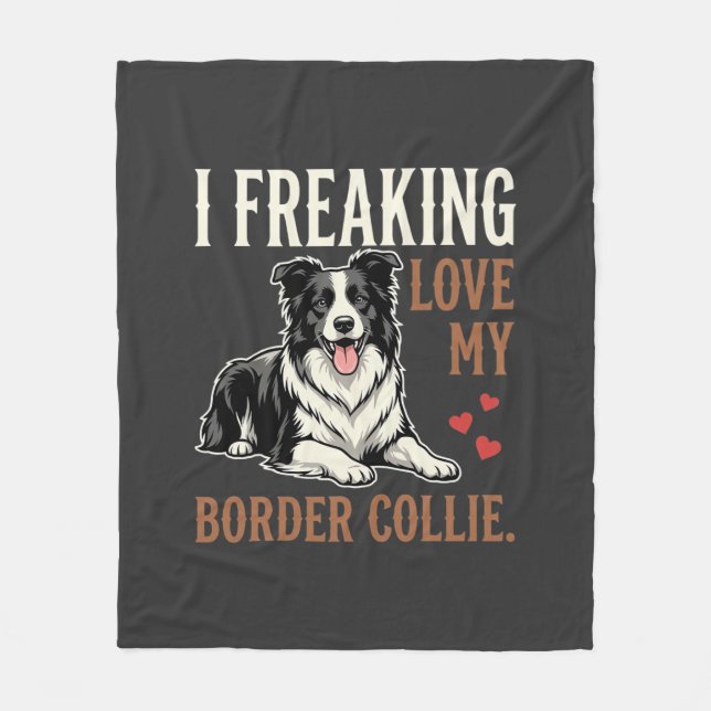 Rolig Border Collie Kärlek Hund Fleecefilt (Framsidan)
