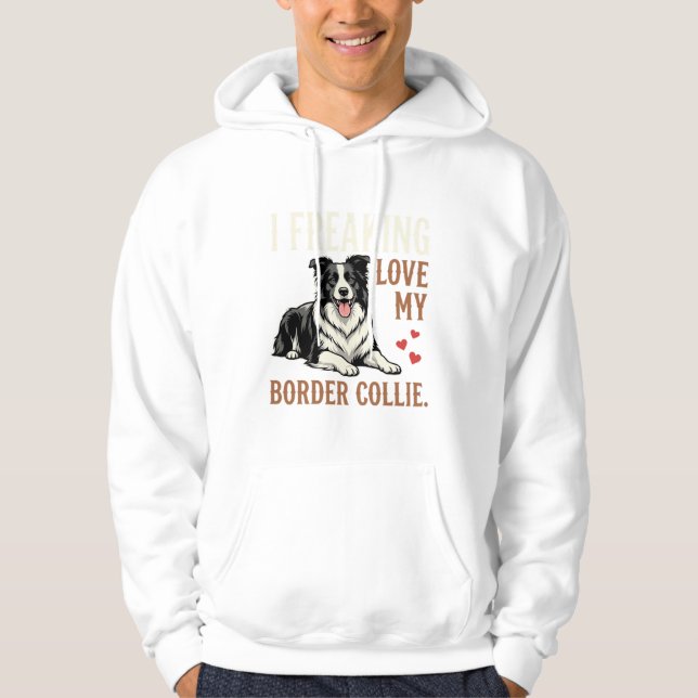 Rolig Border Collie Kärlek Hund Hoodie (Framsida)