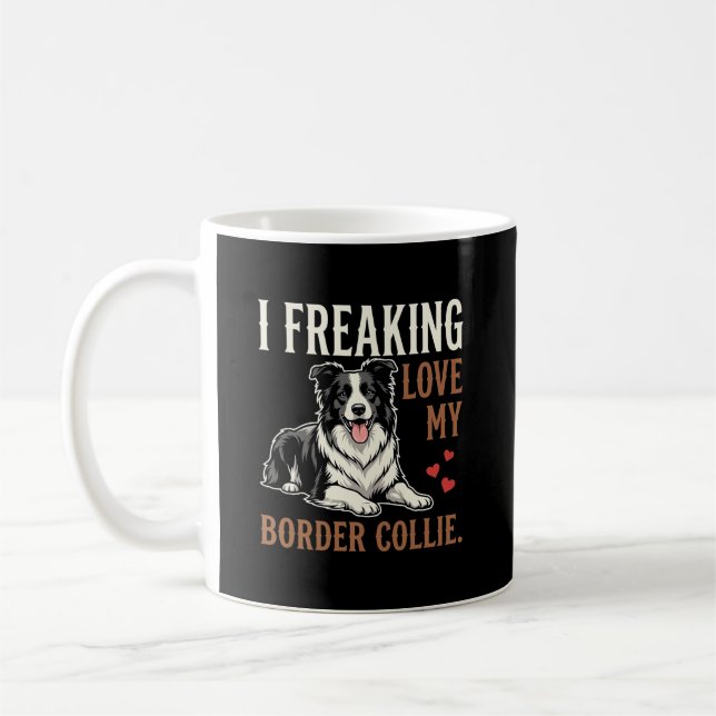 Rolig Border Collie Kärlek Hund Kaffemugg (Vänster)