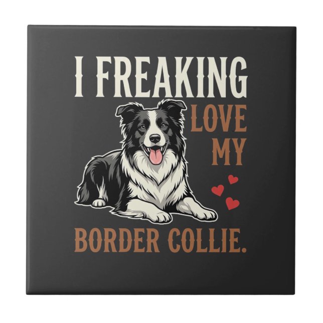 Rolig Border Collie Kärlek Hund Kakelplatta (Framsidan)