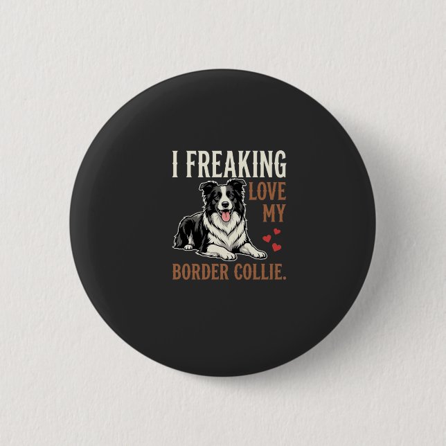 Rolig Border Collie Kärlek Hund Knapp (Framsida)