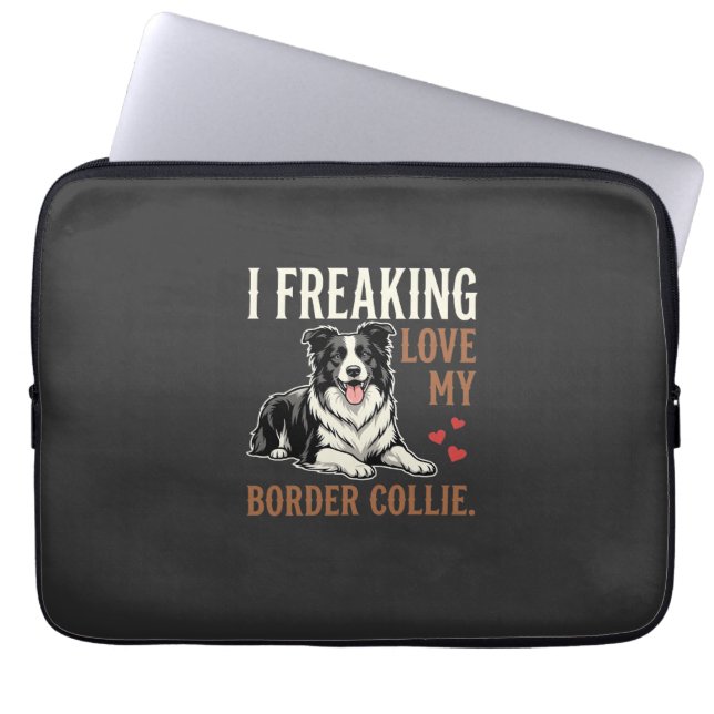 Rolig Border Collie Kärlek Hund Laptop Fodral (Framsidan)