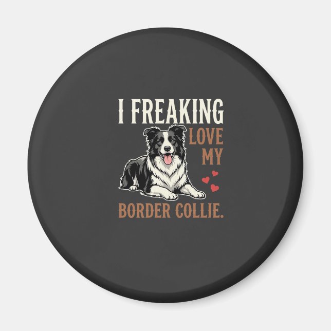 Rolig Border Collie Kärlek Hund Magnet (Framsidan)