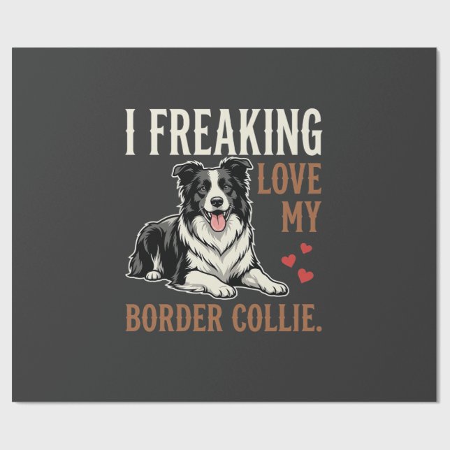 Rolig Border Collie Kärlek Hund Presentpapper (Platt)