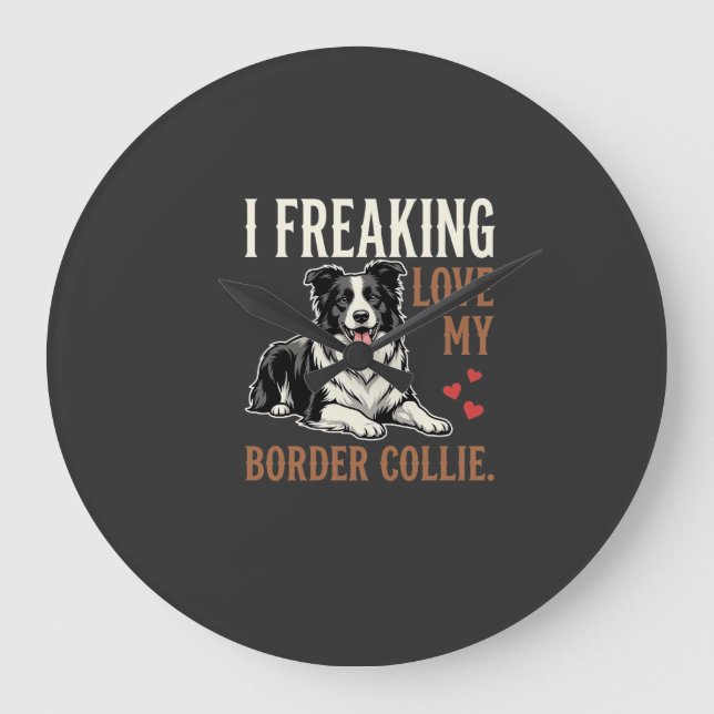 Rolig Border Collie Kärlek Hund Stor Klocka (Framsida)