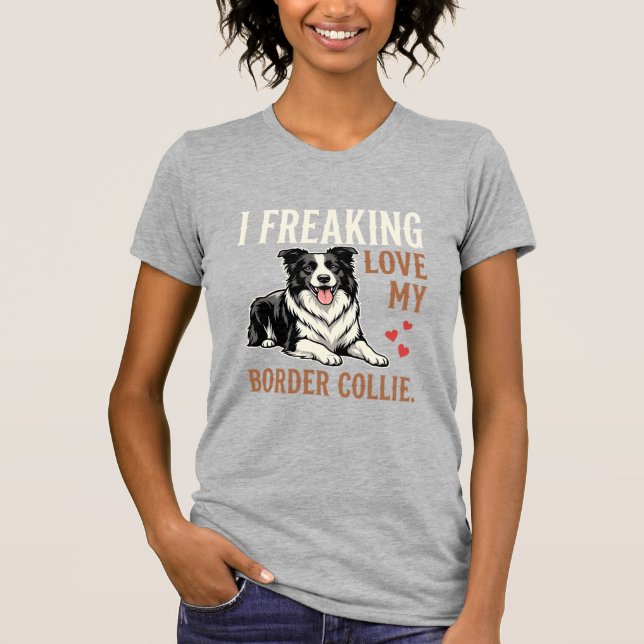 Rolig Border Collie Kärlek Hund T Shirt (Framsida)