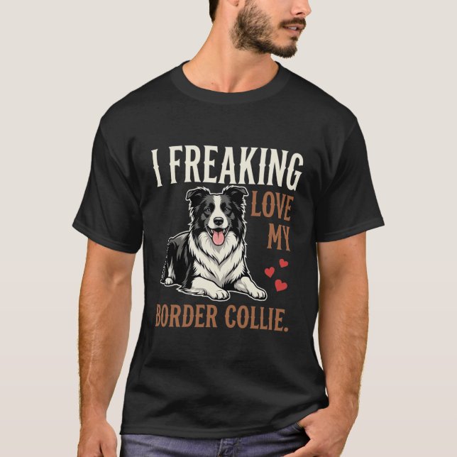 Rolig Border Collie Kärlek Hund T Shirt (Framsida)