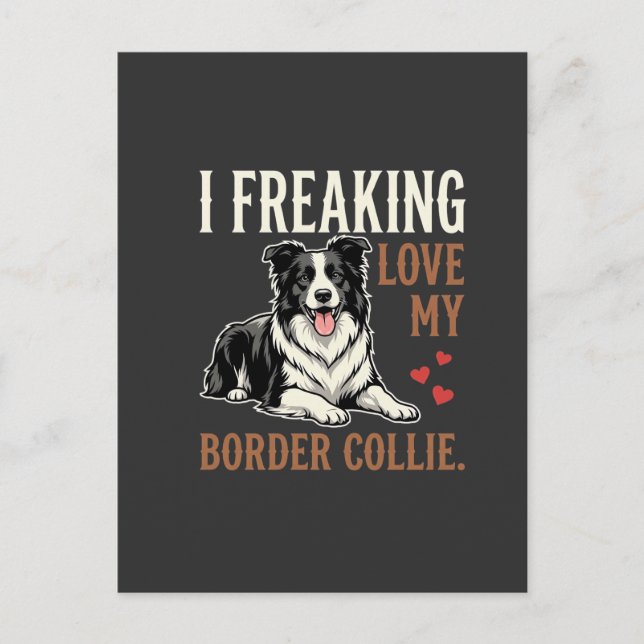 Rolig Border Collie Kärlek Hund Vykort (Framsida)