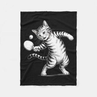 Rolig Bordtenniskatt Spelare Fleecefilt