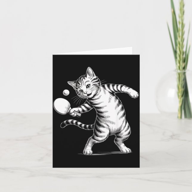 Rolig Bordtenniskatt Spelare Kort (Framsida)