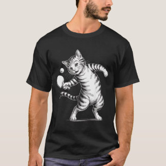 Rolig Bordtenniskatt Spelare T Shirt