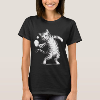 Rolig Bordtenniskatt Spelare T Shirt