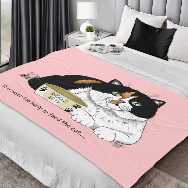 Rolig Bortskämd Katt trikolor Fodra Katt Rosa Fleecefilt (Skapare uppladdad)
