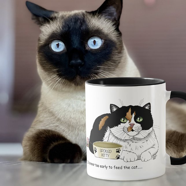 Rolig Bortskämd Katt trikolor Fodra Katt Rosa Mugg (Skapare uppladdad)