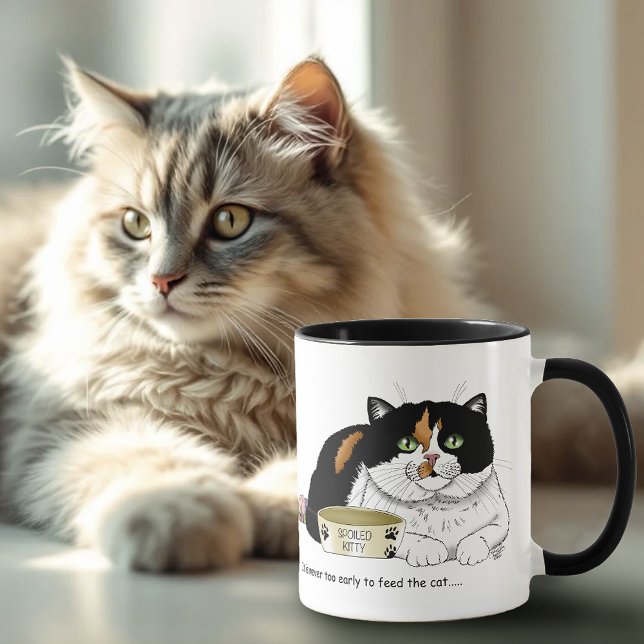 Rolig Bortskämd Katt trikolor Fodra Katt Rosa Mugg (Skapare uppladdad)