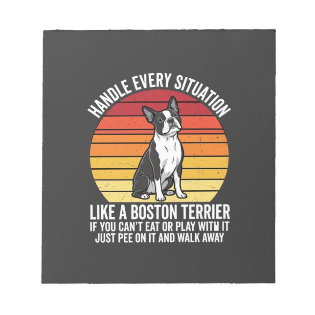 Rolig Boston Terrier Retro Hund Attityd Anteckningsblock (Framsida)
