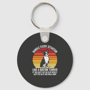 Rolig Boston Terrier Retro Hund Attityd Nyckelring