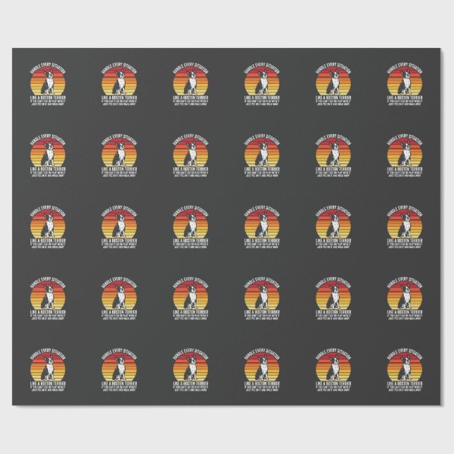 Rolig Boston Terrier Retro Hund Attityd Presentpapper (Platt)