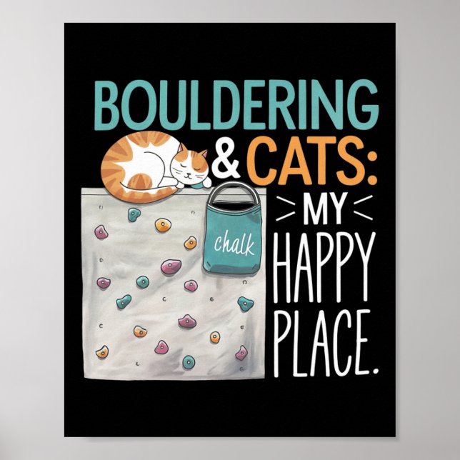Rolig Bouldering Katt – Klippklättring Och Kattäls Poster (Framsidan)