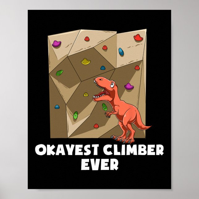 Rolig Bouldering Klippklättring T-rex  Poster (Framsidan)