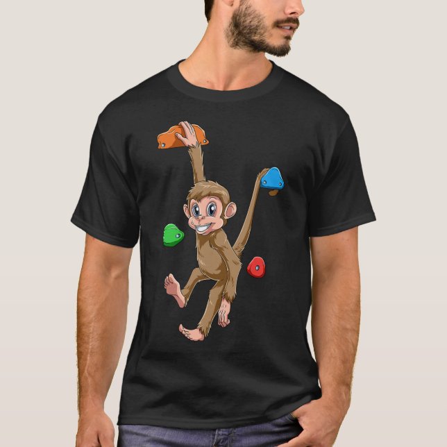 Rolig Bouldering Och Klätterapa  T Shirt (Framsida)