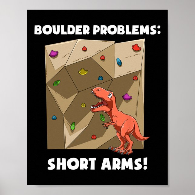 Rolig Bouldering Och Klätterek T-rex  Poster (Framsidan)