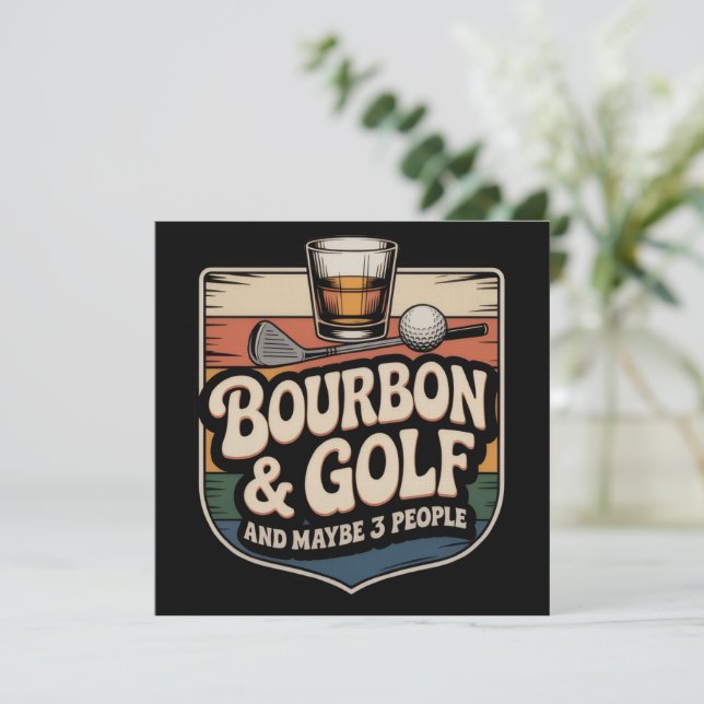 Rolig Bourbon Golf Golfare Pappa Present Vintage Inbjudningar (Stående Fram)