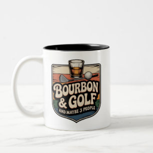 Rolig Bourbon Golf Golfare Pappa Present Vintage Två-Tonad Mugg