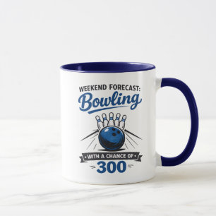 Rolig Bowling Älskare Boll Och Käglor Säger Mugg
