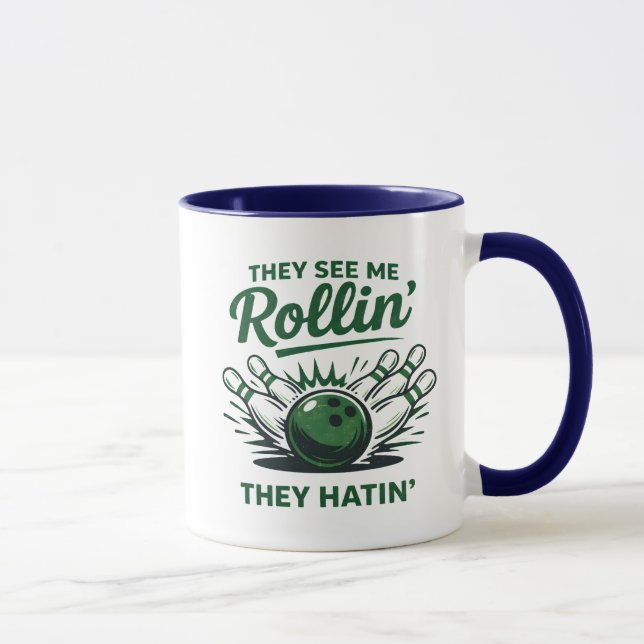 Rolig bowling-citat Retro bowlare käglor och bolla Mugg (Höger)