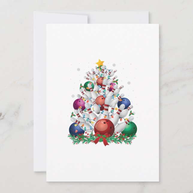 rolig bowling julgran ljus jul sport kärlek inbjudningar (Framsida)
