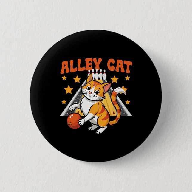 Rolig Bowling Katt Puns Alley Katt  Knapp (Framsida)