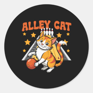 Rolig Bowling Katt Puns Gränd Katt Runt Klistermärke