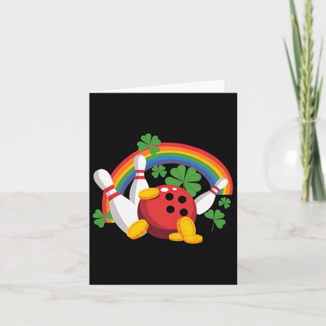 Rolig Bowling Shamrock L Leprechaun St Patrick's D Kort (Framsida)