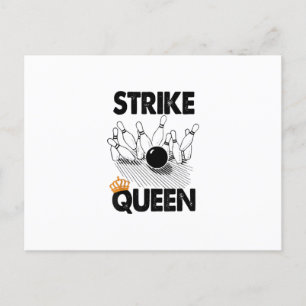 Rolig Bowling Strike Drottning T-Shirt Män Kvinnor Meddelande Vykort