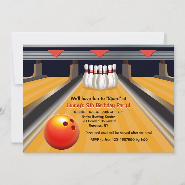 Rolig Bowlinginbjudan att dela Inbjudningar (Framsida)