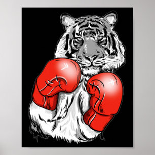 Rolig Boxande Tiger Med Röda Handskar Barn Vuxna Poster